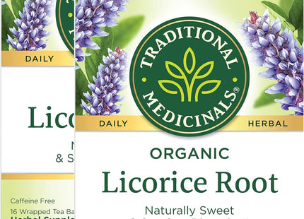 Traditional Medicinals Organic Licorice Root, Caffeine Free, Herbal Tea, 16 Count (Pack Of 24)