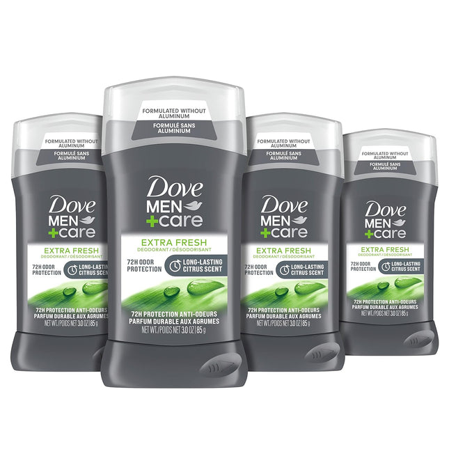 Dove Men+Care Odor Protection, Long Lasting Antiperspirant Deodorant Stick, Extra Fresh, 3 Ounce (Pack Of 4)