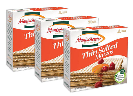 Manischewitz Old Fashioned Thin Salted Matzo, Airy Crispy Crackers, Non GMO, 10 Ounce (Pack Of 3)