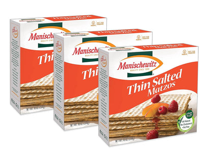 Manischewitz Old Fashioned Thin Salted Matzo, Airy Crispy Crackers, Non GMO, 10 Ounce (Pack Of 3)