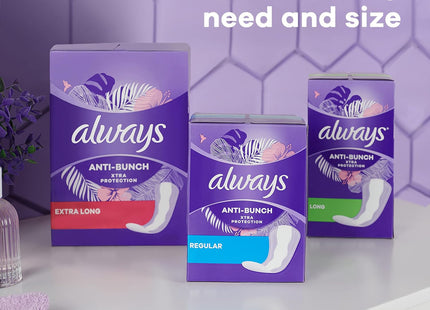 Always Xtra, Anti-Bunch, Xtra Protection, Daily Liners for Women, Extra Long, 68 Count (Pack Of 1)