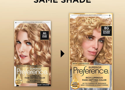 L'Oreal Paris Superior Preference Permanent Hair Color, 8G Golden Blonde (Pack Of 7)