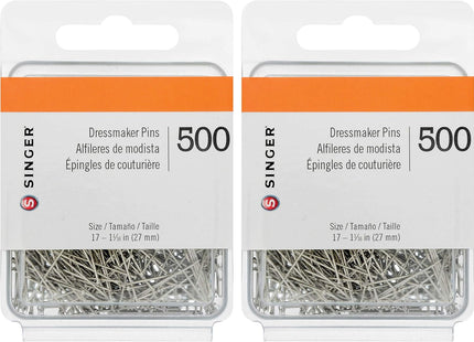 Singer 00349 Dressmaker Pins, Size 17 – 1 1/16 inch, 500-Count (Pack Of 12)