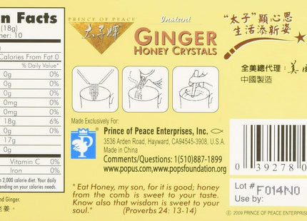 Prince Of Peace Original Ginger Honey Crystal Tea, Caffeine Free, 10 Count (Pack Of 6)