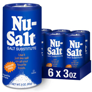 Nu-Salt Sodium-Free Salt Substitute, Contains Potassium Chloride, Table Salt Alternative, 3 Ounce (Pack Of 6)