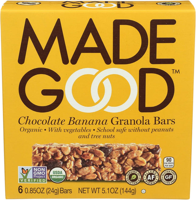 MadeGood Organic Granola Bars, Chocolate Banana, 0.85 Oz, 6 Count (Pack Of 2)