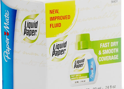 Paper Mate Liquid Paper - Correction Fluid - Fast Dry - White - Large 0.74 fl oz (Pack Of 3)