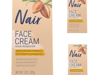 Nair Moisturizing Facial, For Upper Lip Chin And Face Hair Removal Cream, With Sweet Almond Oil, 2 Ounce (Pack Of 24)