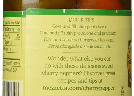 Mezzetta Sweet Cherry Peppers, Mildly Spicy. Kosher, Gluten Free, Keto, Shelf-Stable Glass Jar 16 Ounce (Pack Of 6)