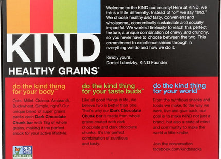 KIND Healthy Grain Bars, Gluten Free, Dark Chocolate Chunk Snack Bars, Healthy Snacks, 1.2 Ounce 5 Count Box (Pack Of 4)