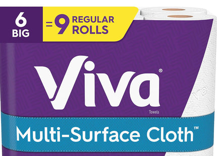 Viva Multi-Surface Cloth Paper Towels, 6 Big Rolls = 9 Regular Rolls, 2Ply, 83 Sheets Per Roll, (Pack Of 6)