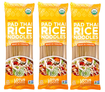 Lotus Foods Organic Brown Rice Pad Thai Asian Style Noodles, Stir Fry, Whole Grain, Non GMO, 8 Ounce (Pack Of 3)