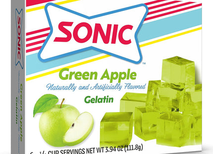 Sonic Green Apple Gelatin Mix, Fat Free Dessert Mix with Iconic SONIC Drive-In Flavor, 3.94 Ounce (Pack Of 3)