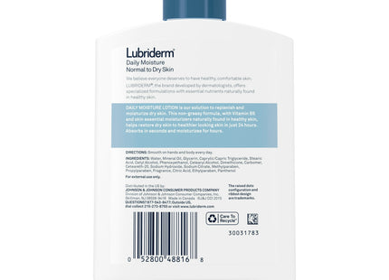 Lubriderm Daily Moisture, Hydrating Body Lotion, for Normal to Dry Skin, with Pro-VitaminB5, 6 Fl Oz (Pack Of 6)