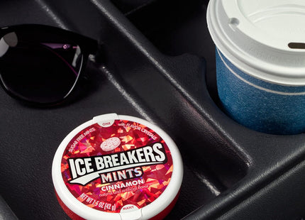 Ice Breakers cinnamon flavor crystals, Sugar Free, Fresh Breath, Mints Tin, 1.5 Ounce (Pack Of 2)