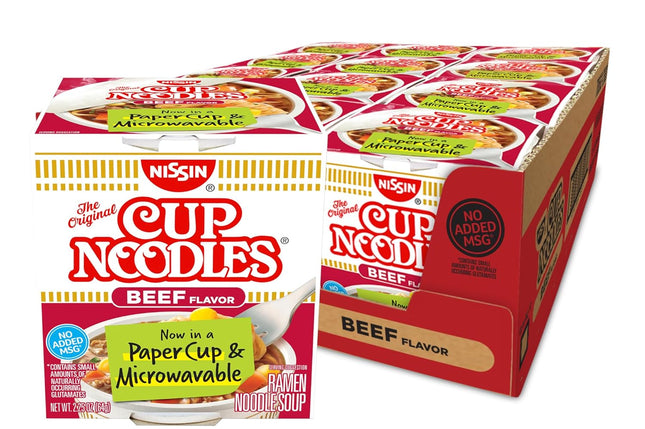 Nissin Foods The Original Cup Noodles Ramen Noodle Soup, Beef Flavor, MSG Free, 2.25 Ounce (Pack Of 60)