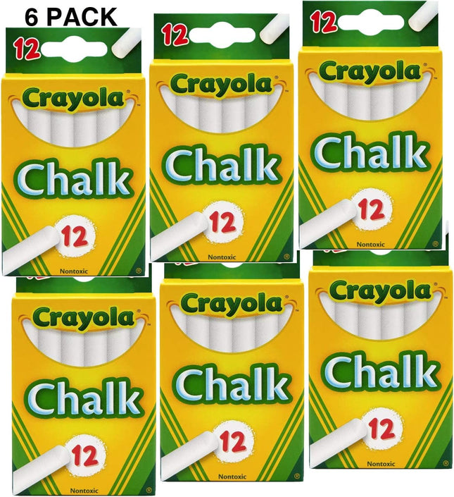 Crayola Nontoxic Chalk White 12 sticks per Box (Pack Of 6)