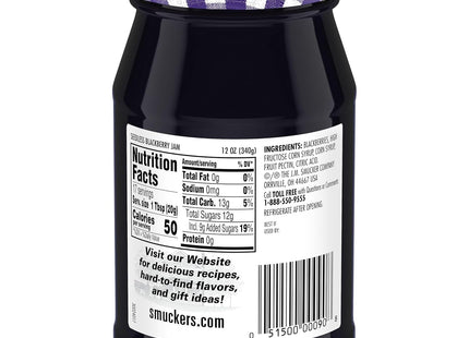 Smucker's Seedless Blackberry Jam, 12 Oz Jar(Pack Of 12)