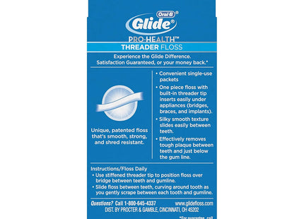 Oral-B Glide Pro-Health, Dental Threader Floss, For Braces Bridges Implants, 30 Count (Pack Of 10)