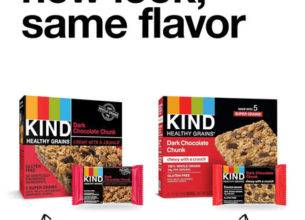 KIND Healthy Grain Bars, Gluten Free, Dark Chocolate Chunk Snack Bars, Healthy Snacks, 1.2 Ounce 5 Count Box (Pack Of 4)