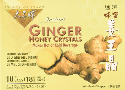 Prince Of Peace Original Ginger Honey Crystal Tea, Caffeine Free, 10 Count (Pack Of 6)