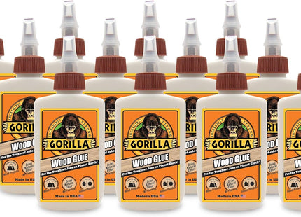 Gorilla Water Based Glue Bottle, Natural Wood Color, Indoor-Outdoor Use, 4 Ounce (Pack Of 12)