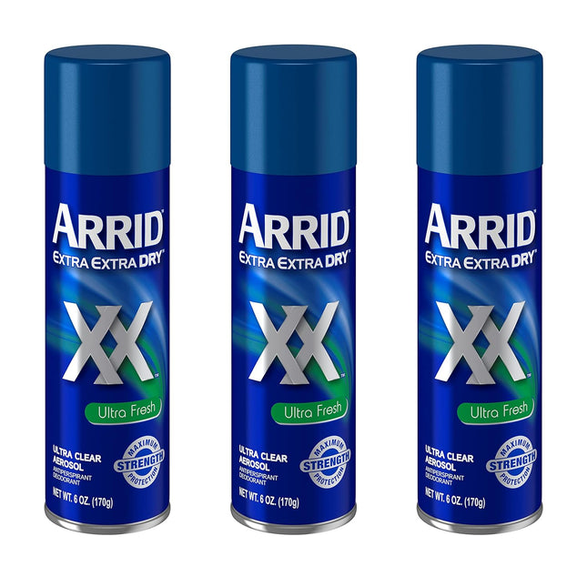 Arrid XX Extra Extra Dry, Ultra Clear, Antiperspirant Deodorant, Ultra Fresh, Aerosol Spray, 6 Ounce (Pack Of 3)