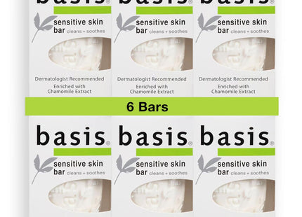 Basis Sensitive Skin Bar Soap, Cleans Plus Smooths, Unscented Soap Bar For Sensitive Skin 4 Ounce (Pack Of 4)