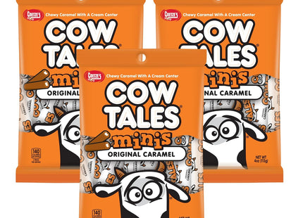 Goetze's Mini Vanilla Cow Tales, Original Caramel Minis, 4 Ounce (Pack Of 3)