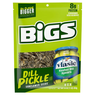 BIGS Vlasic Dill Pickle, Sunflower Seeds, Flavored, Keto Friendly Snack, Low Carb Lifestyle, 5.35 ounce (Pack Of 12)