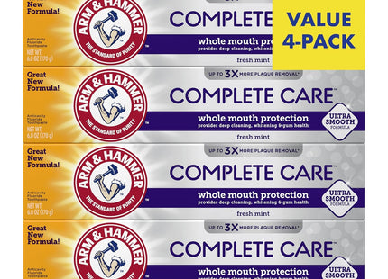 Arm & Hammer Complete Care, Stain Defense Fluoride Anticavity Toothpaste, 6 Ounce (Pack Of 4)