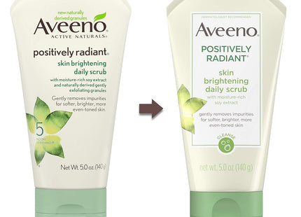 Aveeno Positively Radiant Brightening & Exfoliating Face Scrub Face Wash 5 Oz (Pack Of 4)