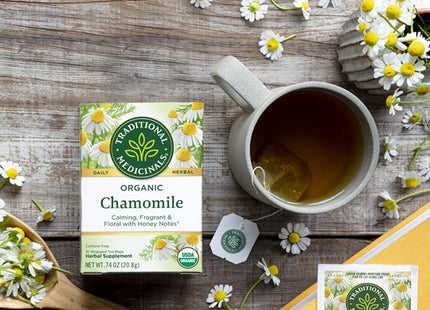 Traditional Medicinals Organic Chamomile Herbal Tea, Supports Healthy Digestion, 16 Count (Pack Of 2)