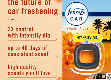 Febreze CAR Air Freshener, Hawaiian Aloha Scent, Eliminates Odors, Intensity Dial, Vent Clip, 0.06 Ounce (Pack Of 6)