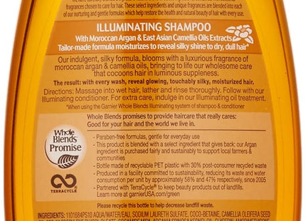 Garnier Whole Blends Nourishing Shampoo, with Moroccan Argan and Camellia Oil, 12.5 Fl Ounce (Pack Of 12)