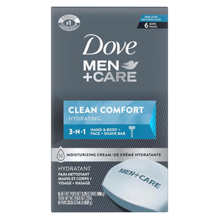 Dove Men+Care Moisturizer Cream, Body and Face Soap Bar, Clean Comfort 3.75 Ounce 6 bar Each (Pack Of 8)