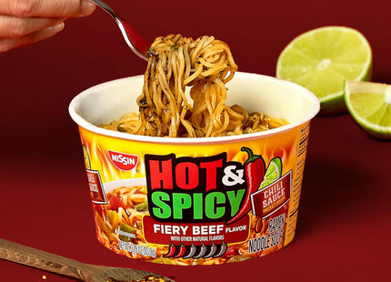 Nissin Bowl Noodles, Hot & Spicy, Beef Flavor, Ramen Noodle Soup, Non-MSG, Shelf-Stable, 3.28 Ounce (Pack Of 1)