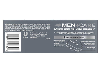 Dove Men+Care Moisturizer Cream, Body and Face Soap Bar, Clean Comfort 3.75 Ounce 6 bar Each (Pack Of 8)