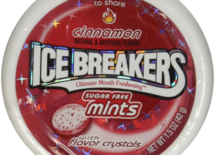 Ice Breakers cinnamon flavor crystals, Sugar Free, Fresh Breath, Mints Tin, 1.5 Ounce (Pack Of 2)