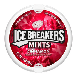 Ice Breakers cinnamon flavor crystals, Sugar Free, Fresh Breath, Mints Tin, 1.5 Ounce (Pack Of 2)