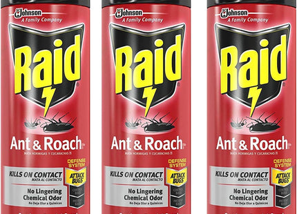 Raid Ant & Roach Killer Defense System, Outdoor, Aerosol, Fresh Scent 17.5 Ounce (Pack Of 4)