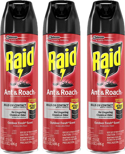 Raid Ant & Roach Killer Defense System, Outdoor, Aerosol, Fresh Scent 17.5 Ounce (Pack Of 3)