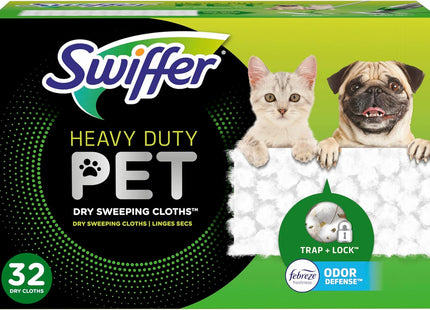 Swiffer Heavy Duty Pet, Dry Sweeping Cloth Refills with Febreze Odor Defense, 10 Count (Pack Of 2)