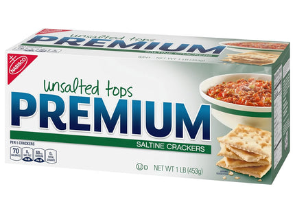 Nabisco Premium Unsalted Tops Saltine Crackers, Crispy, Square, Low Salt Crackers, 16 Ounce (Pack Of 12)