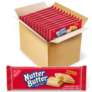 NABISCO Nutter Butter, Peanut Butter Creamy Wafer Cookies, Crunchy Cookies With Smooth Creamy Filling, 10.5 Oz (Pack Of 24)