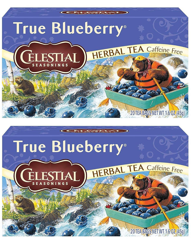 Celestial Seasonings Caffeine Free, Herbal Tea Bag, True Blueberry, 20 Count (Pack Of 2)