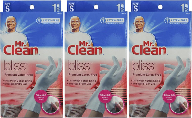 Mr. Clean Premium Latex-Free Gloves Bliss Medium Size 1-Pair (Pack Of 3)