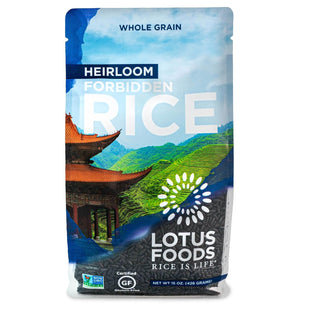 Lotus Foods, Organic Gluten Free Heirloom Forbidden Black Rice, Whole Grain, Non GMO, Vegan, 15 ounce (Pack Of 12)