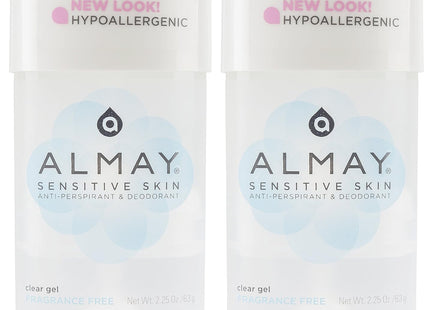 Almay  AntiPerspirant & Deodorant, Hypoallergenic, Dermatologist Tested for Sensitive Skin, Fragrance Free, Clear Gel, 2.25 Ounce (Pack Of 24)