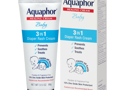 Aquaphor Baby Diaper Rash Cream, 3-in-1 Diaper Rash Relief, 3.5 Oz Tube (Pack Of 12)